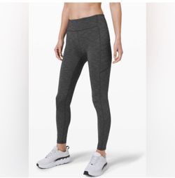 Lululemon Speed Up Leggings 28” Heathered Black Gym Running Size 6