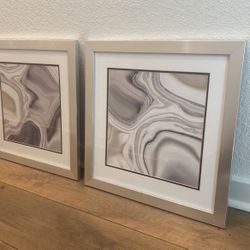 2 Piece Modern  Framed With Glass Art Work. 