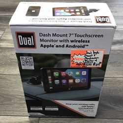 Dual Dash mount 7” Touchscreen monitor with wireless apple and android brand new   