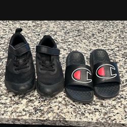 Boys Nike Shoe And Champion Slides Size 3