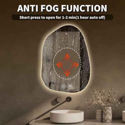 LED Bathroom Mirror with Lights, 24 x 32 Inch, Irregular LED Bathroom Vanity Mirror, Anti-Fog