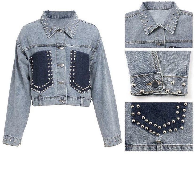 oversized rhinestone Jean jacket