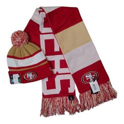 San Francisco 49ers Knit Scarf And Beanie Set New Era 