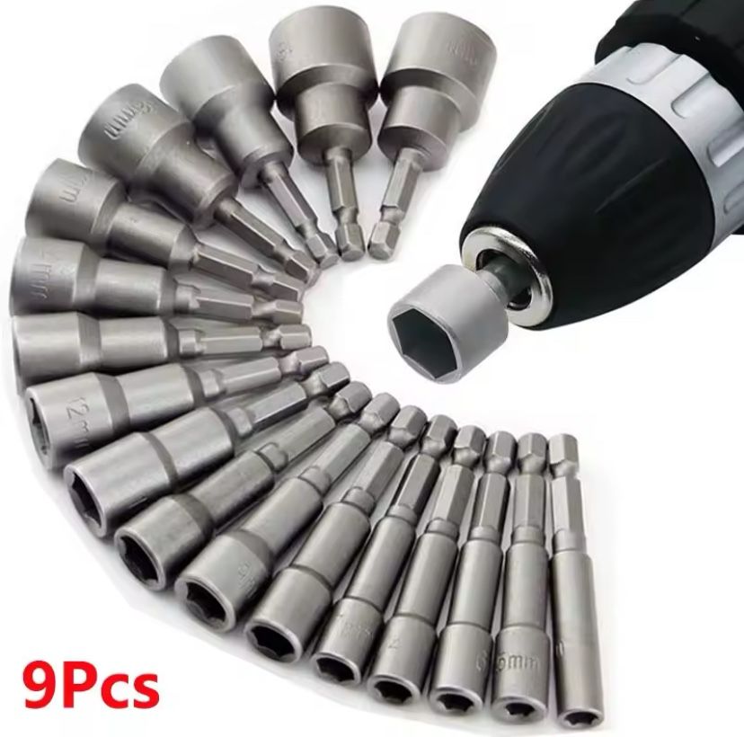 9pcs/set 5mm-13mm Hex Sockets Sleeve Nozzles Nut Driver Set Screwdriver Set Schroevendraaier Set Bits Sets Tools Socket Wrenches