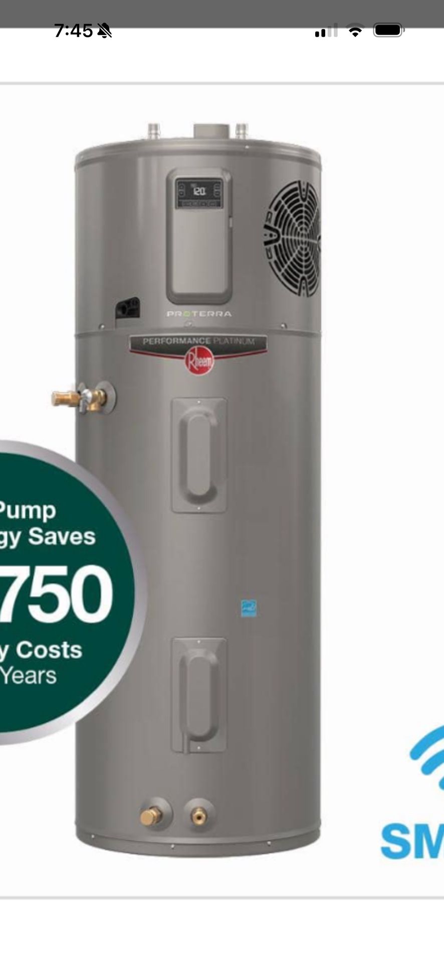 Rheem Performance Platinum 50 Gal. Smart High Etticiency Hybria Heat Pump Water Heater with 10-Year Warranty Store SKU# 1012-120-494