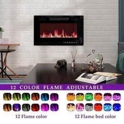 New 30" Wall Mounted Electric Fireplace with Adjustable Flames and Colors