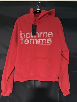 🔥 HOMME + FEMME “Mardi Gras” Hoodie – RED – Size S (Oversized) 🔥