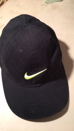 New Nike Baseball style hat black with bright yellow swish