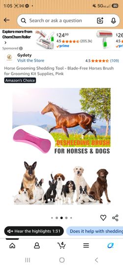 Gydoty Horse Grooming Shedding Tool - Blade-Free Horses Brush for Grooming Kit Supplies, Pink