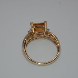 10k Two Tone Citrine/diamond Ring