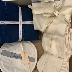 New caraway kitchen towels, apron and pot holder