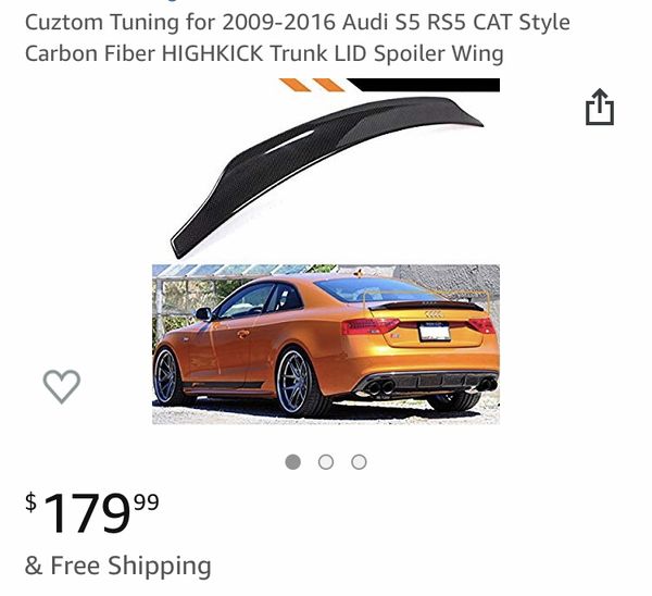 FOR 2009-2016 AUDI S5 RS5 CAT STYLE CARBON FIBER HIGHKICK TRUNK LID SPOILER WING