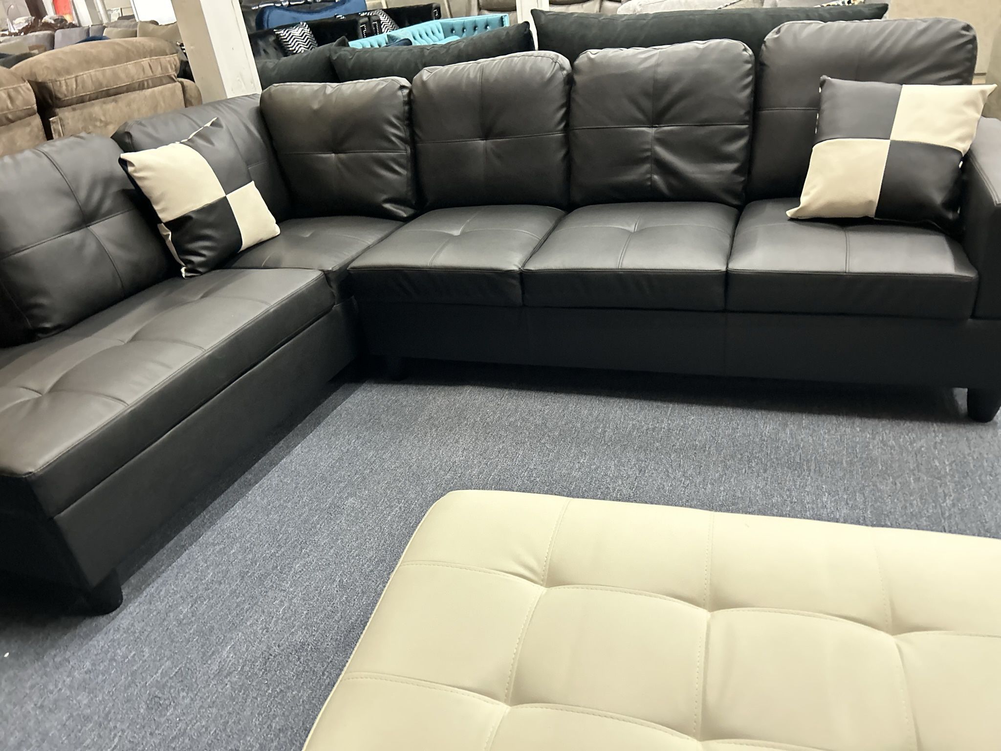 Black Sectional Leather Sofa