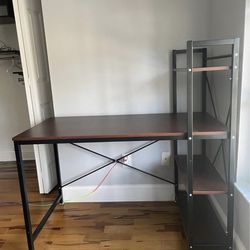 Solid Desk With Shelving 