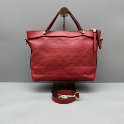 Auth Louis Vuitton Bastille PM Bag - Monogram Empreinte Leather - Red with Gold Hardware 