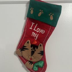 CAT CHRISTMAS STOCKING GOOD CONDITION $4