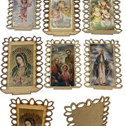 Set Of 12 X Sacred Heart of Jesus and Sacred Heart of Mary Immaculate Heart Catholic Icons wall home office table 4x5