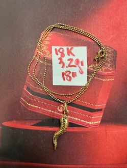 18K Solid Gold Chain and Pendant For Wedding 3.2Gr 18 Inches Long