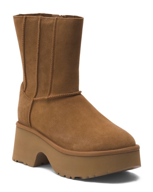 UGG Women's Classic Twin Seam New Heights Chestnut Suede Platform Boots US7/9/10