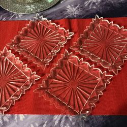 4 Fancy Glass Plates 