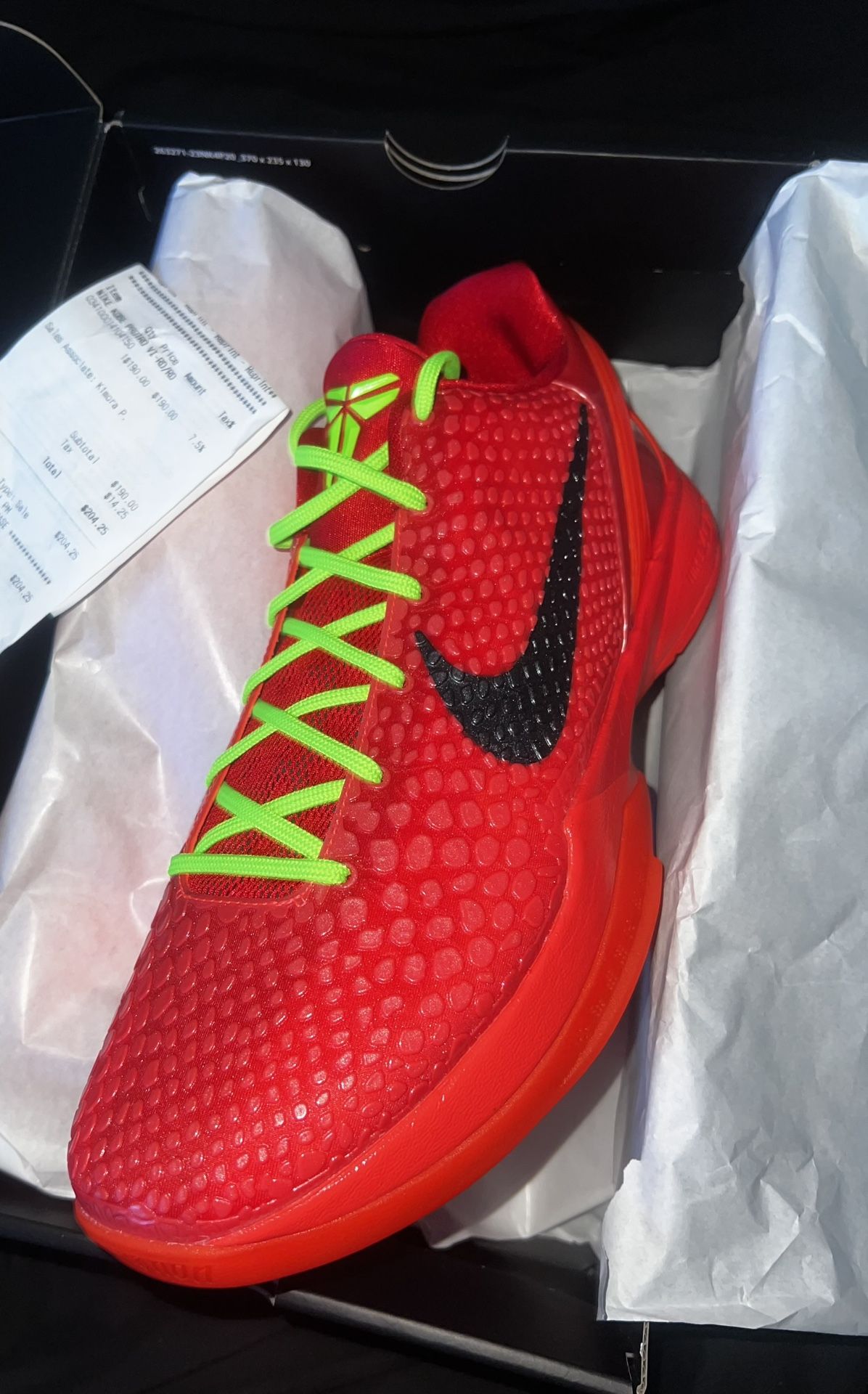 Kobe 6 Protro Reverse Grinch Sz 15 DS w Receipt FV4921-600