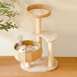 Handwoven Basket Bed Cat Tower