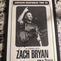 Signed Zach Bryan American heartbreak tour Poster