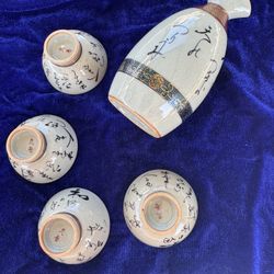 Collection Sake Set 5 Pc Porcelain Japanese Antique 