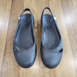Crocs Slip On Slide On Ballet Flats Mary Janes Black Sz 8 Womens