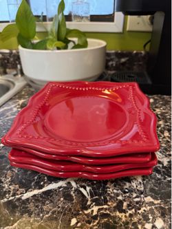 Princess House Pavilion Berry Red Salad/Dessert Plates
