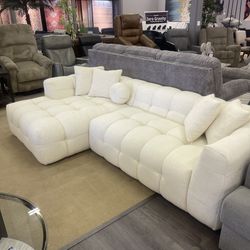 Brooklyn Ivory Boucle LAF Chaise Sectional