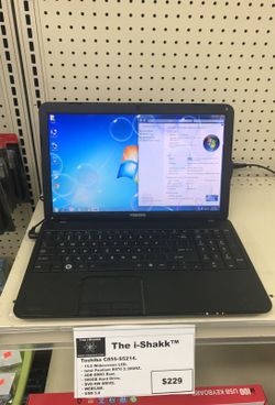 Toshiba 15 inch used laptop Intel Dual core 2.3GHZ, 4GB RAM, 500GB HARD DRIVE, WEBCAM, USB 3.0, HDMI.