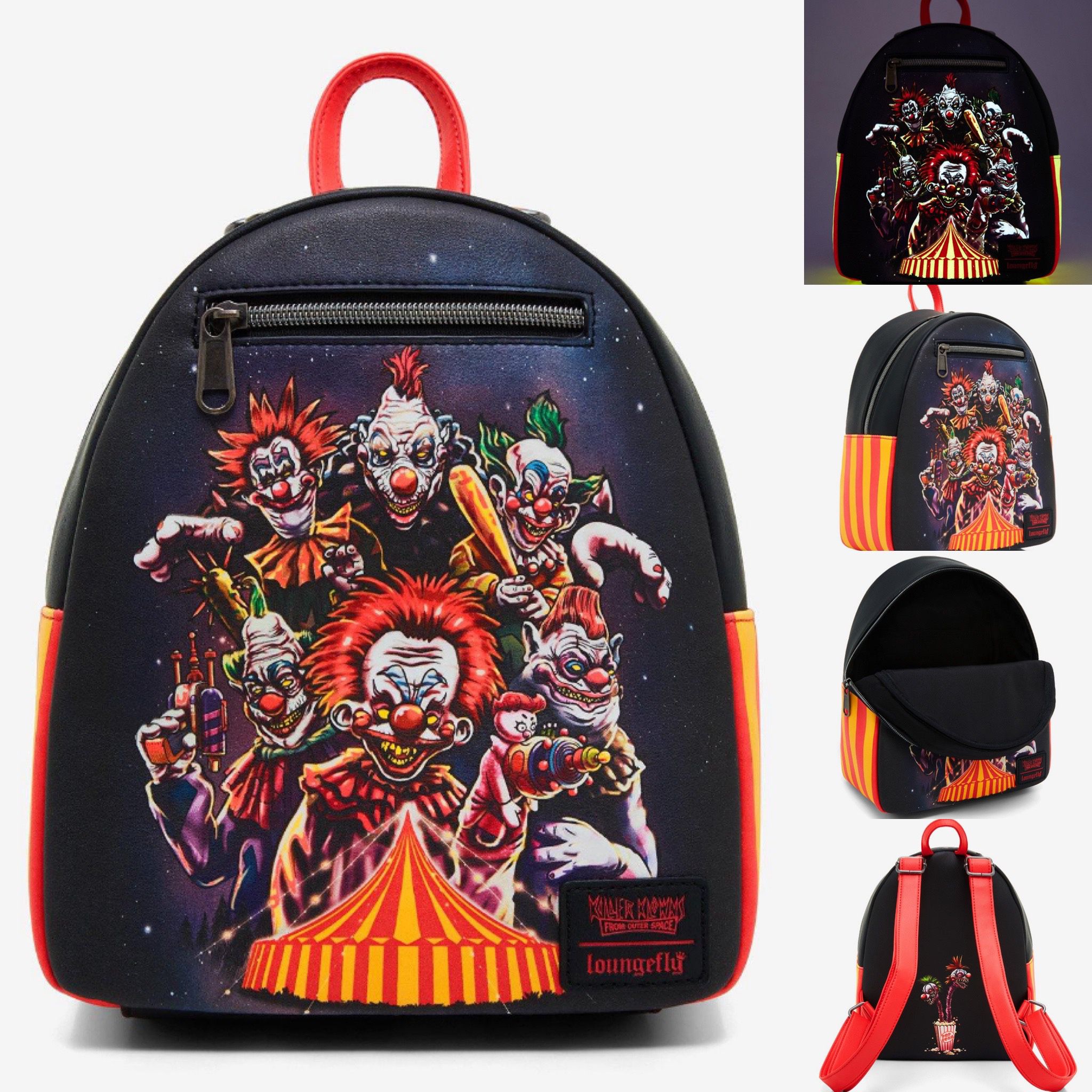 Loungefly Killer Klowns From Outer Space Circus Glow-In-The-Dark Mini Backpack 