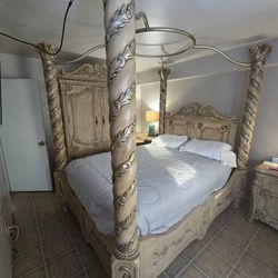 Queen bedroom set with armoire and 2 night stands