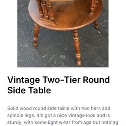 VINTAGE TWO-TIER ROUND SIDE TABLE