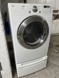 LG Gas Dryer And Pedestal - White
