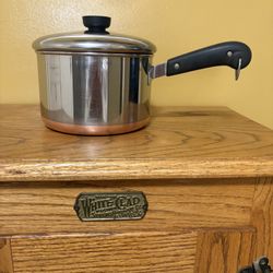 Vintage 3Qt Revere Ware Copper Bottom Saucepan With Lid.    P