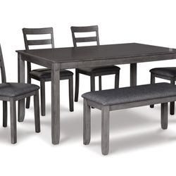 Bridson Dining Table and 4 Chairs and Bench Set