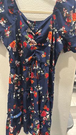 Navy Floral Tiered Mini Dress