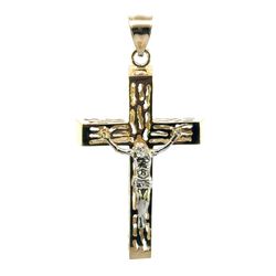 Men’s 10k Two Toned White Yellow Gold 2” Inch Crucifix Cross Pendant For Necklace GP3130768