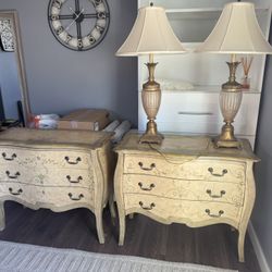 Decorative Nightstand With Matching Lamps