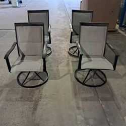 Style Selections Melrose Set of 2 Wicker Black Steel Frame Swivel Dining Chair with Gray Sling Seat