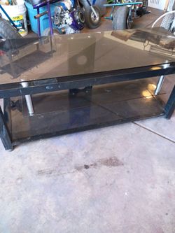 Black Glass TV Stand with Three Shelves
