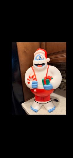 Blow Mold - 24 Inch Yeti Abominable Snowman with candy cane and present (like new)