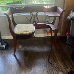 Antique Vintage Phone Table, gossip bench, Duncan Phyfe writing desk, harp chair table, entryway bench, End Table, Furnitur, wood chair, wood table
