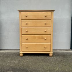 5 Drawer Maple Wood Dresser And Twin Bed frame 