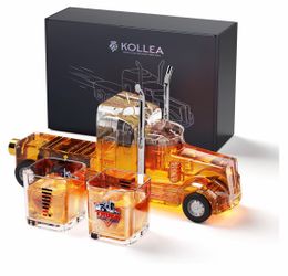 Brand New Semi Truck Whiskey Decanter Set