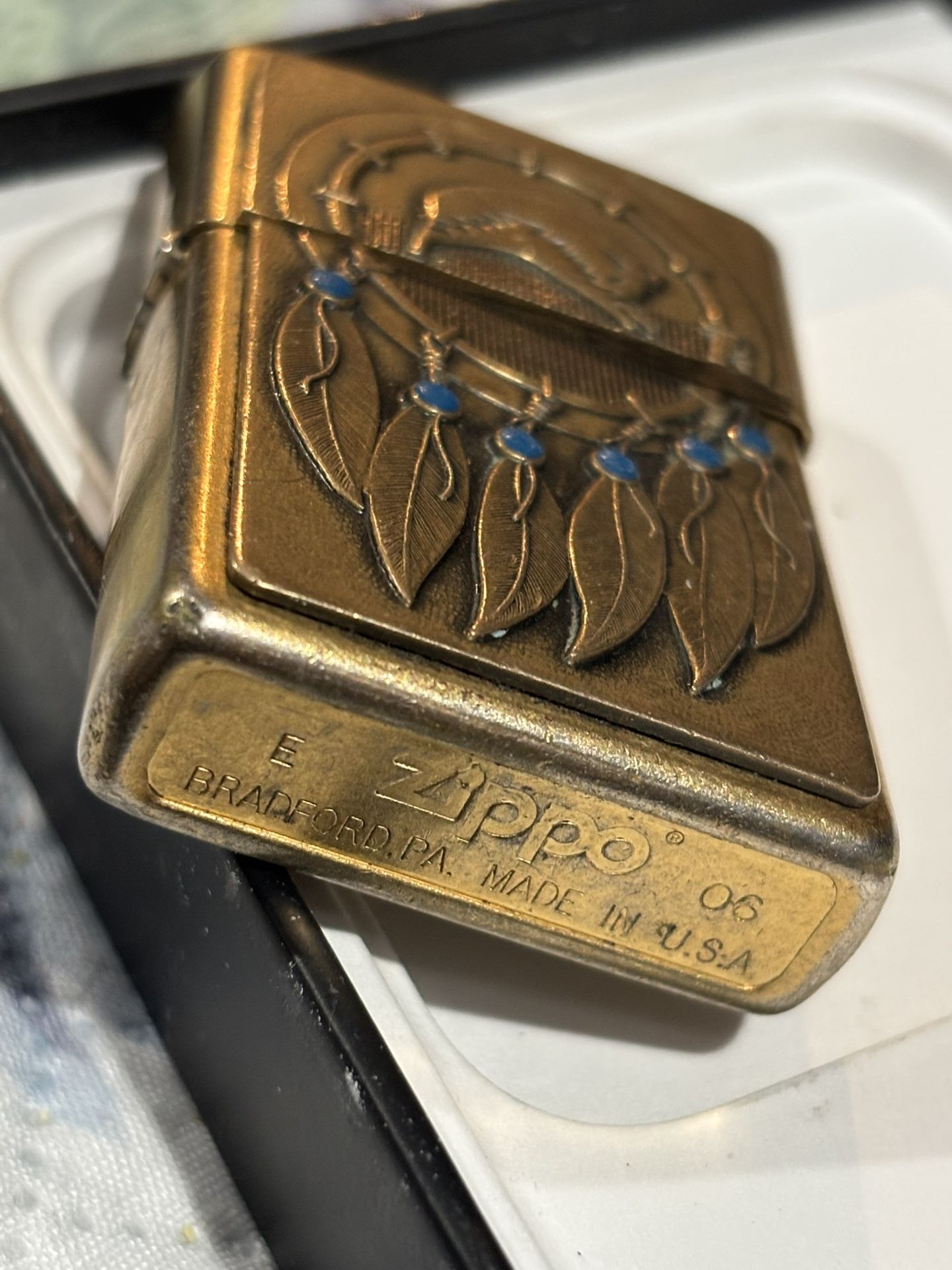 Antique vintage Rare Classic Gold Silver Turquoise Zippo From The 60s