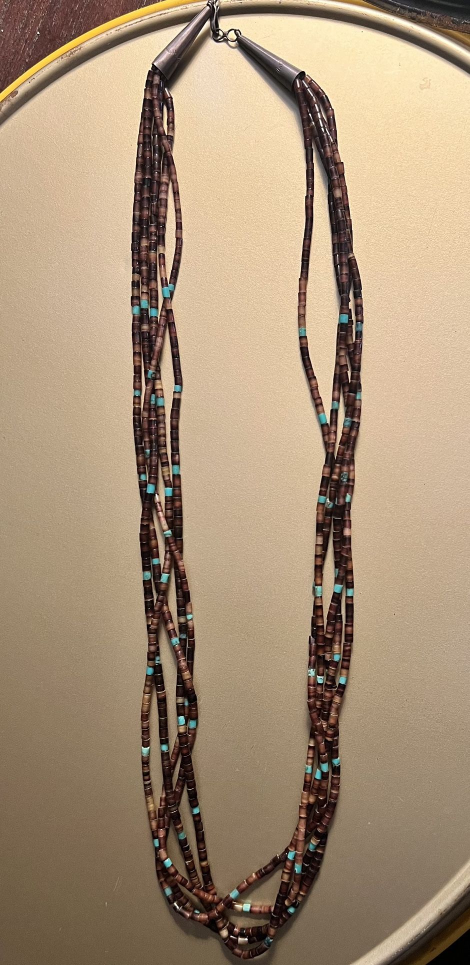 Vintage Southwestern Heishi Necklace – Shell, Turquoise & Silver