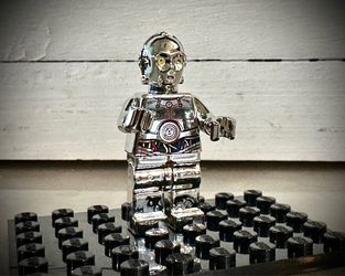 New Lego Custom Star Wars C3PO Silver Chrome Minifigure